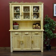 Hidden Lake 3 Door Log Buffet & Hutch--Clear finish
