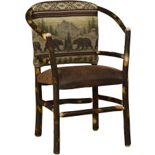 Rustic Hickory Log Hoop Chair - Bear Mountain Backrest Fabric