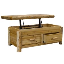 Cedar Lake Solid Wood 2 Drawer Coffee Table with Elevating Top