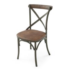 Iron X Rustic Upholstered Dining Chair - Classic Brown Leather