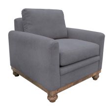 Pueblo Gray Upholstered Arm Chair, Shown in Brooklyn Fabric