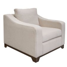 Natural Parota Upholstered Arm Chair, Shown in Marble Upholstery 