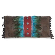 Turquoise Feather & Diamonds Pillow