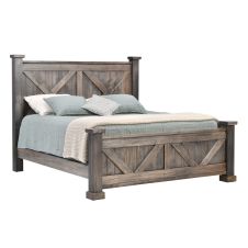 Kimberley Weathered Maple Barn Door Bed - Carbon Finish