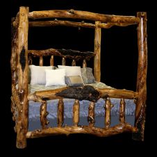 Aspen Lodge Log Canopy Bed