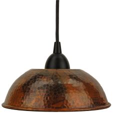 8.5" Hand Hammered Copper Dome Pendant Light Closeup