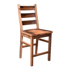 Reclaimed Barn Wood Ladderback 30" Bar Stool - Stationary Seat - Clear Finish