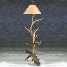 Elk & Moose Floor Lamp with Table