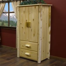 Lakeland Frontier 2 Drawer Log Armoire--Clear finish