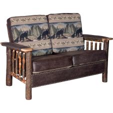 Saranac Hickory Log Loveseat - Bradley Backrest Cushion Fabric