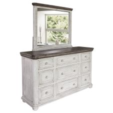 Luna Farmhouse 9 Drawer Dresser, Shown with optional Dresser Mirror