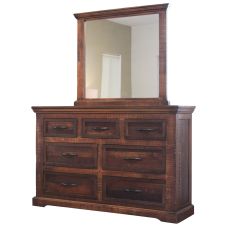 Madeira Rustic 7 Drawer Barnwood Dresser, Shown with Option Dresser Mirror
