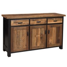 Manchester Reclaimed Barn Wood 3 Drawer Buffet - Ebony Frame Finish