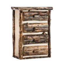 Beaver Creek Aspen 4 Drawer Log Chest--Half log drawers, Clear finish, Dark aspen, Standard logs