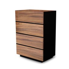 Modern Chic Wood 4 Drawer Chest - Ebony Mahogany Accented Golden Walnut