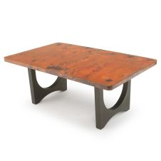 Modern Double Arch Hammered Copper Dining Table