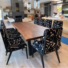Modern Double Arch Natural Wood Dining Table - Live Edge Black Walnut Table Top - Natural Clear Finish