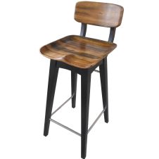Contemporary Wooden Bar Stool with Backrest