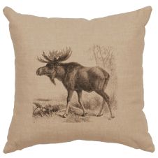 Moose Scene Decor Pillow - Natural Linen