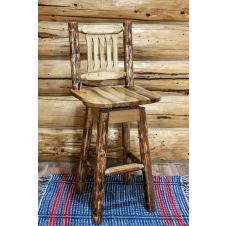 Glacier Country Log Swivel Bar Stool with Back