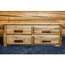 Glacier Country 4 Drawer Log Sitting Chest - Flat Drawer Fronts - Log Pulls