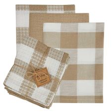 Natural Checkered 4 Piece Kitchen Towel Set