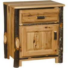 Saranac 1 Drawer Dual Cubby Hickory Log Nightstand