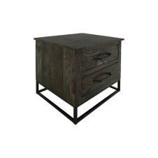 Dark Teak 2 Drawer Nightstand