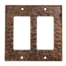 Oil Rubbed Bronze Hammered Copper Double GFI Wall Plate Cover