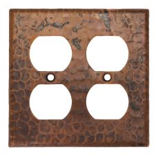 Oil Rubbed Bronze Hammered Copper Double Outlet Wall Plate Cover