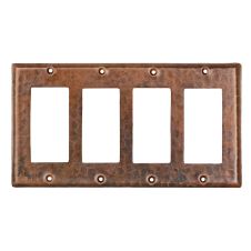 Oil Rubbed Bronze Hammered Copper Quadruple GFI Wall Plate Cover
