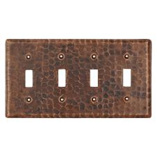 Oil Rubbed Bronze Hammered Copper Quadruple Switch Wall Plate Cover