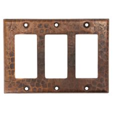 Oil Rubbed Bronze Hammered Copper Triple GFI Wall Plate Cover