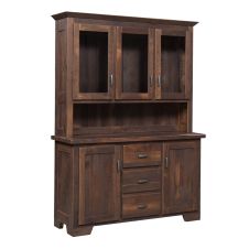 Oxford Square 3 Drawer Barn Wood Buffet & Hutch - Provincial Finish