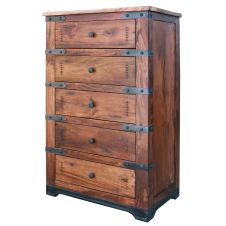 Parota 5 Drawer Industrial Barnwood Chest