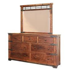 Parota 7 Drawer Industrial Wood Dresser & Optional Dresser Mirror