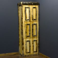 Beaver Creek Aspen Log Linen Closet--30" width, Double Door, Clear finish, Dark Aspen accent logs, Standard character