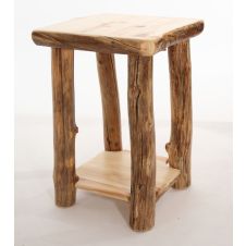 Beaver Creek Aspen Log Night Table--Clear finish, Light aspen, Standard logs