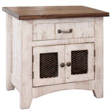 Pueblo White Farmhouse Nightstand