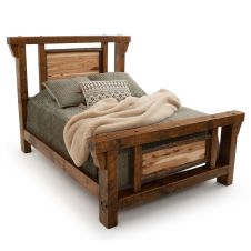 River Rustic Barnwood & Hickory Log Panel Bed - Hickory Panels