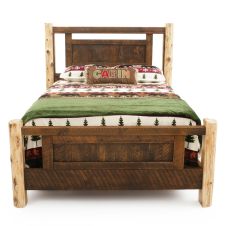 River Rustic Cedar Post Barnwood Panel Bed