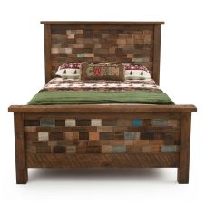 River Rustic Tinted Brick Barnwood Bed - Antique Barnwood Finish