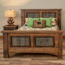 River Rustic Weathered Panel Barnwood Bed- Antique Barnwood Finish