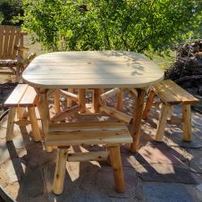Contoured Comfort 47" Log Roundabout Table - Customer Provided Photo