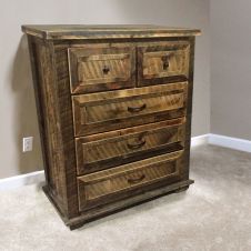 Rural Root 5 Drawer Weathered Bachelor Chest--Vintage Whiskey finish