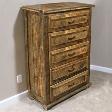 Rural Root 5 Drawer Weathered Chest--Vintage Whiskey finish