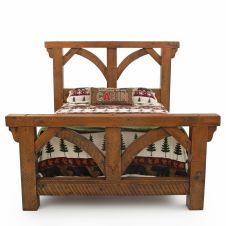 River Rustic Open Arch Barnwood Timber Bed - Antique Barnwood Finish