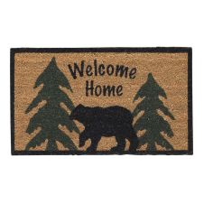 Rustic Forest Black Bear Welcome Mat 