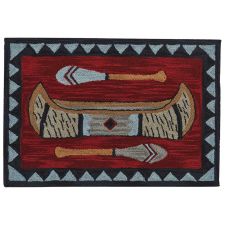 Rustic River Canoe Hooked Area Rug