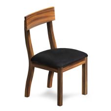 Salvadore Golden Walnut Upholstered Dining Chair - Parisian Midnight Black Leather Seat